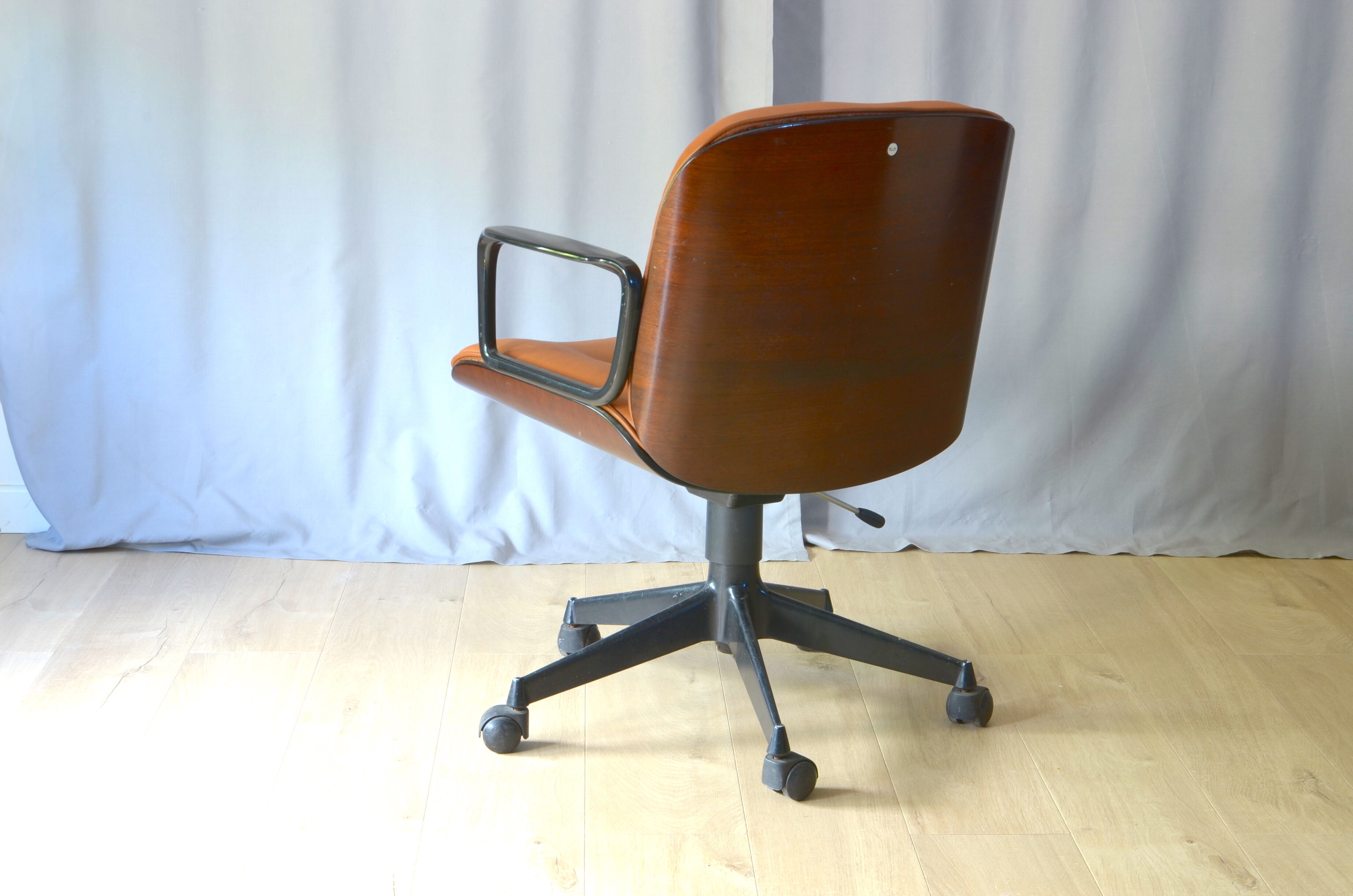 Ico Parisi armchair for MIM cognac and rosewood leather