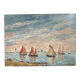 Old marine painting seaside mill Brittany