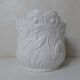 Pot cover in faience white vintage flowers