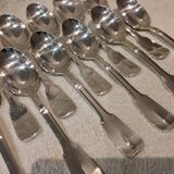 12 silver plated dessert spoons, Francia goldsmith, single-flat, 18.7cm