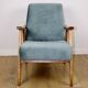 Fauteuil vintage loft années 70 bleu clair
