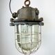 Grey cast iron industrial cage pendant light, 1970s