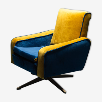 Swivel armchair prospect velvet 60s vintage modernariato