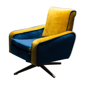 Swivel armchair prospect velvet 60s vintage modernariato