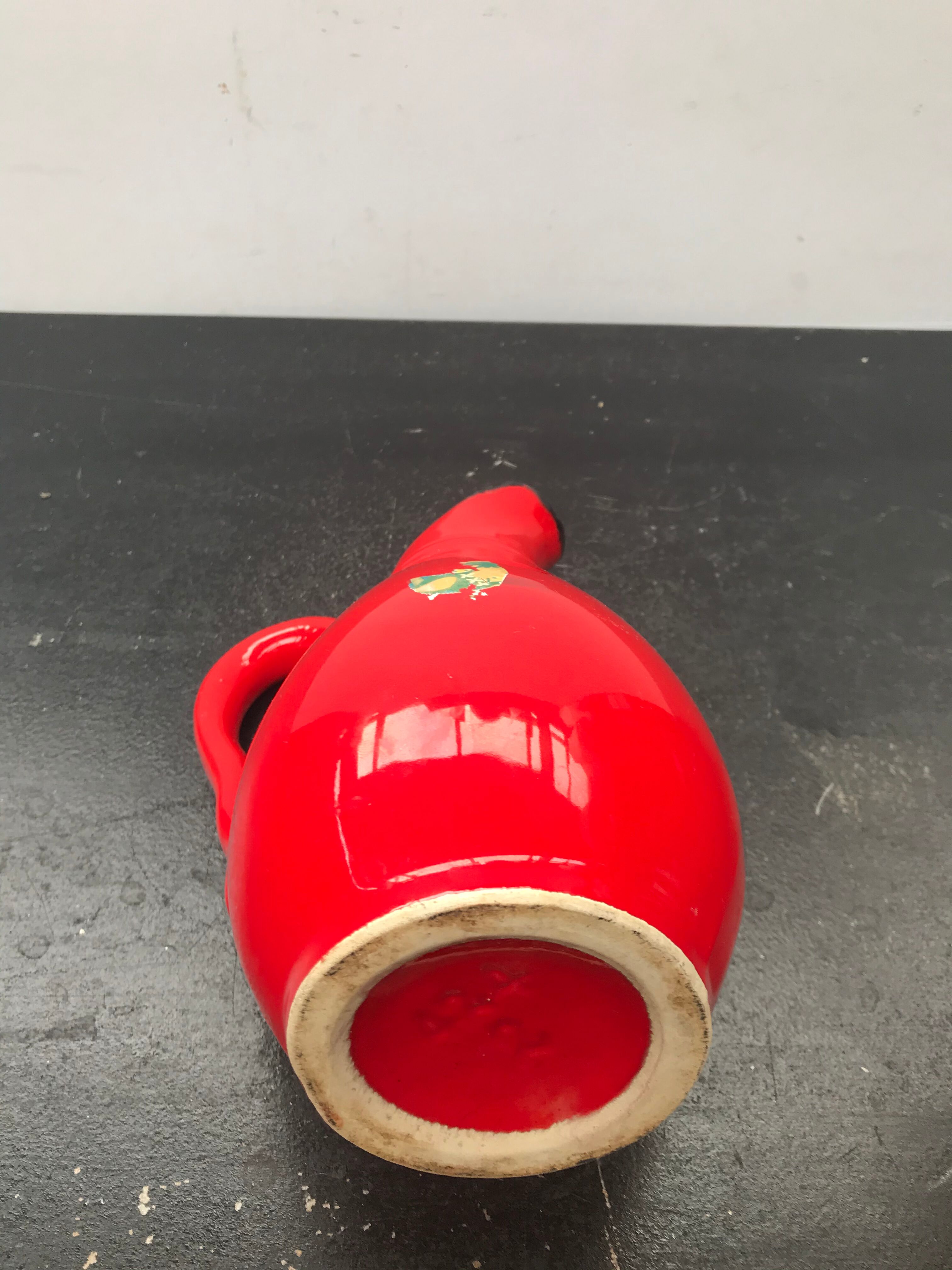 Old red ceramics pitcher vintage 70s