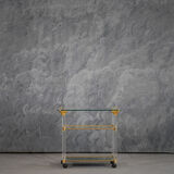 Vintage brass and lucite serving trolley, France 1960s