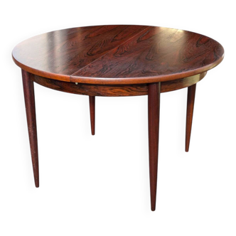 Extendable rosewood dining table with butterfly leaf, vintage Scandinavian