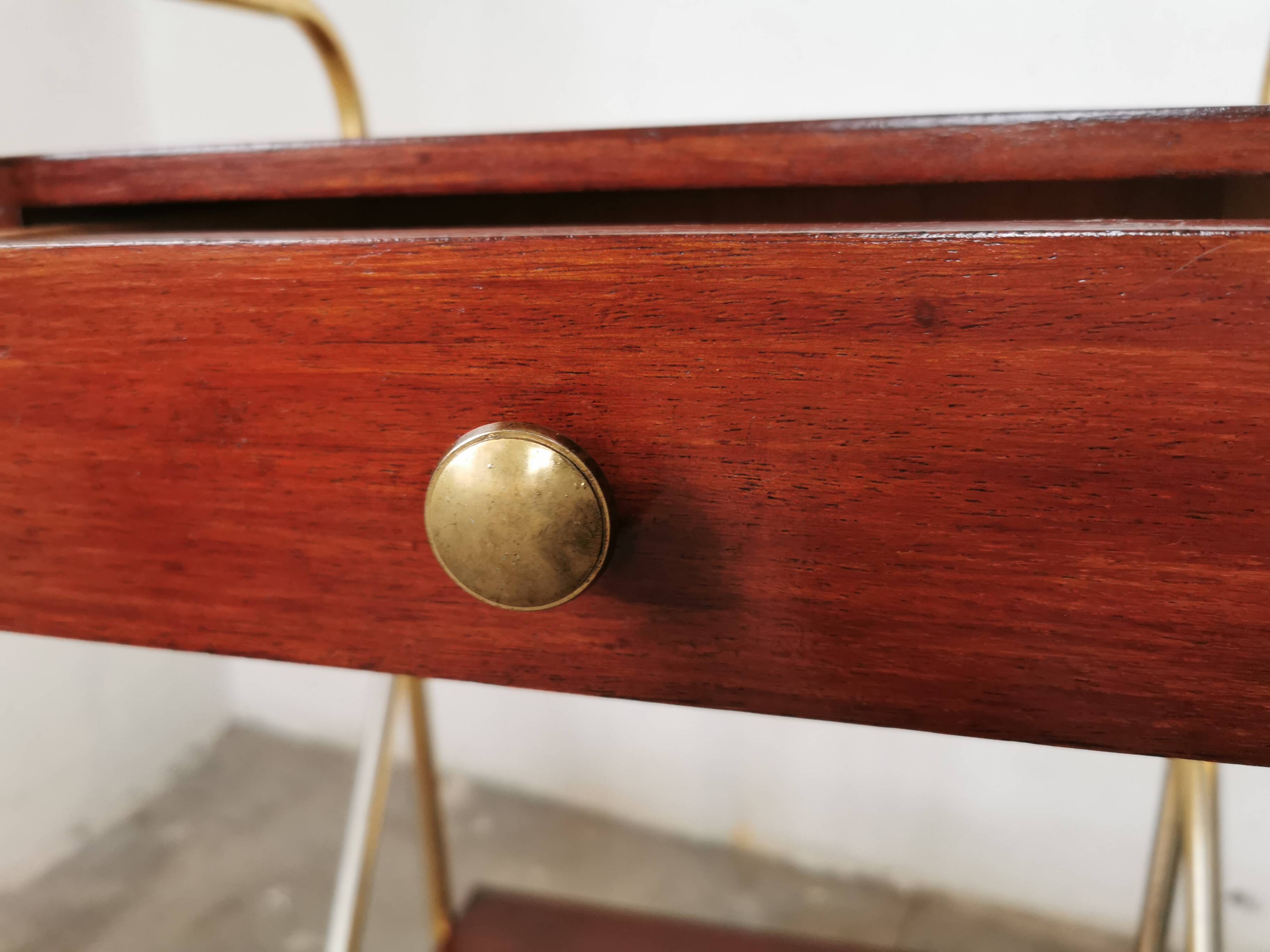 Metal and wood bedside table 1960/1970
