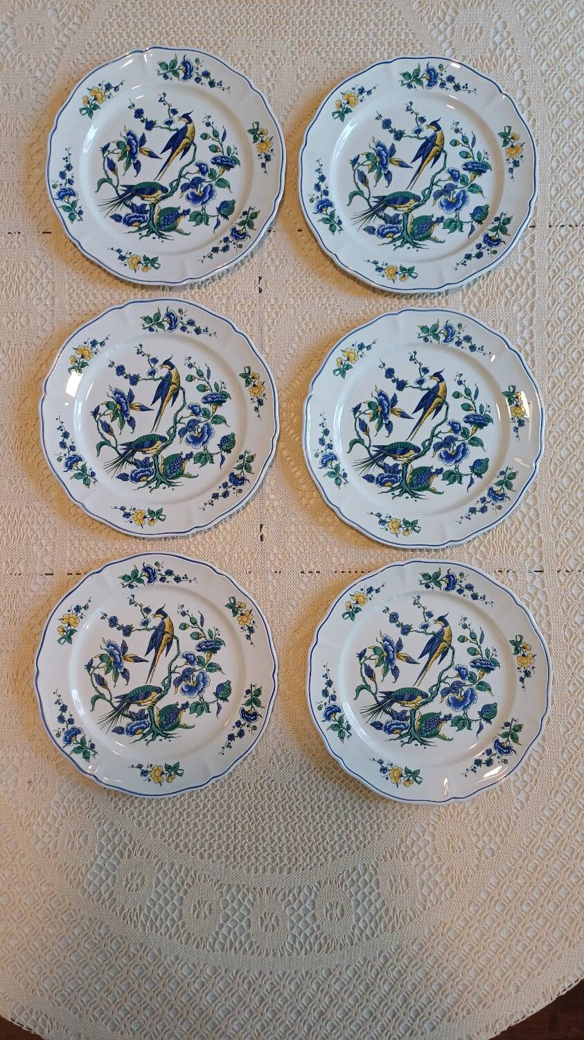 Set of 6 Villeroy and Boch Phoenix Blue dinner plates