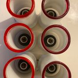 3 red and white Murano glass luminaires 1970s