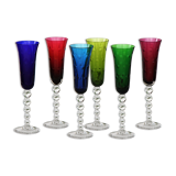 Model Bubbles series of 6 color St Louis Crystal champagne flutes