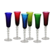 Model Bubbles series of 6 color St Louis Crystal champagne flutes