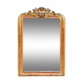 19th-century Louis-Philippe mirror with patina and pediment.