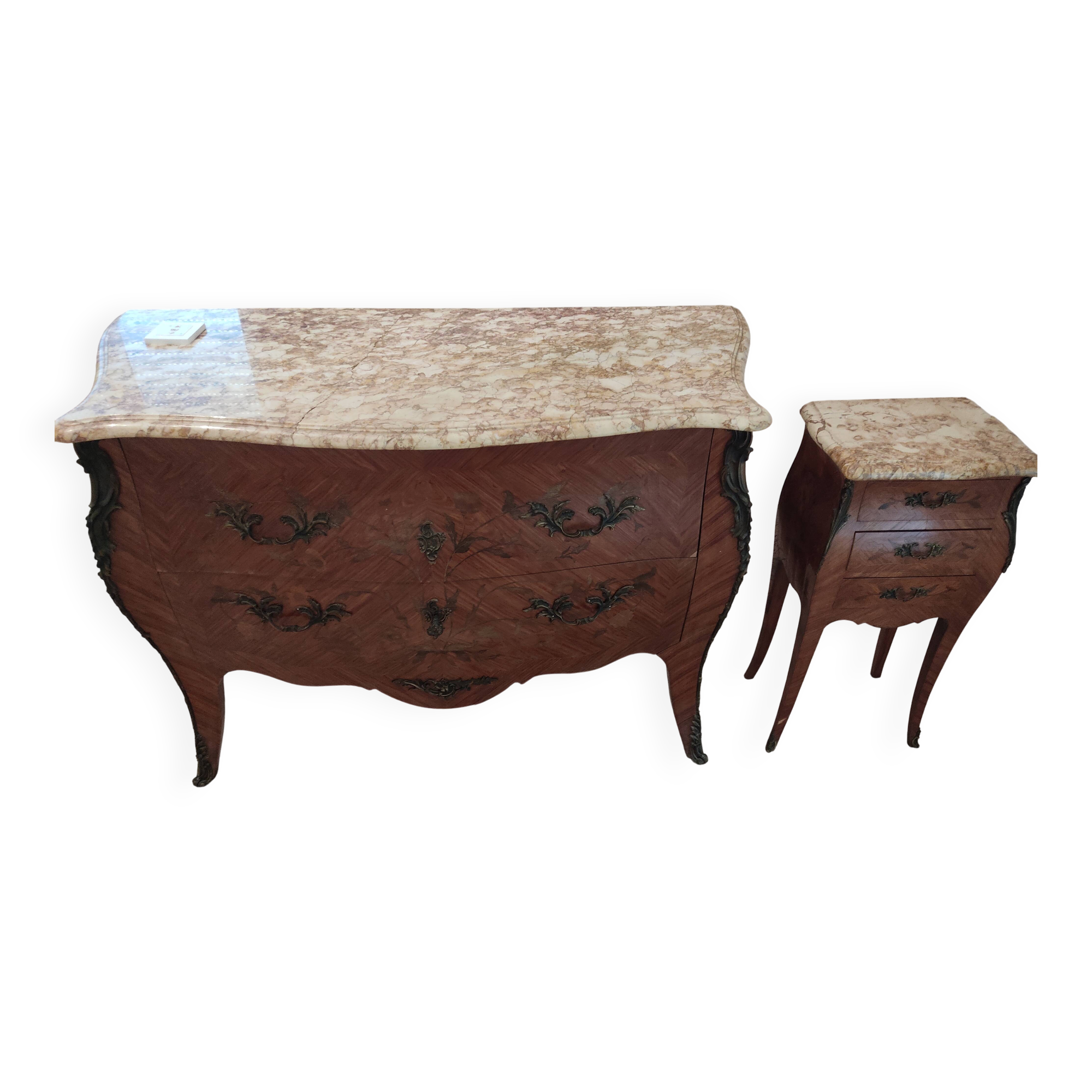 Commode and bedside table in Louis XV style.