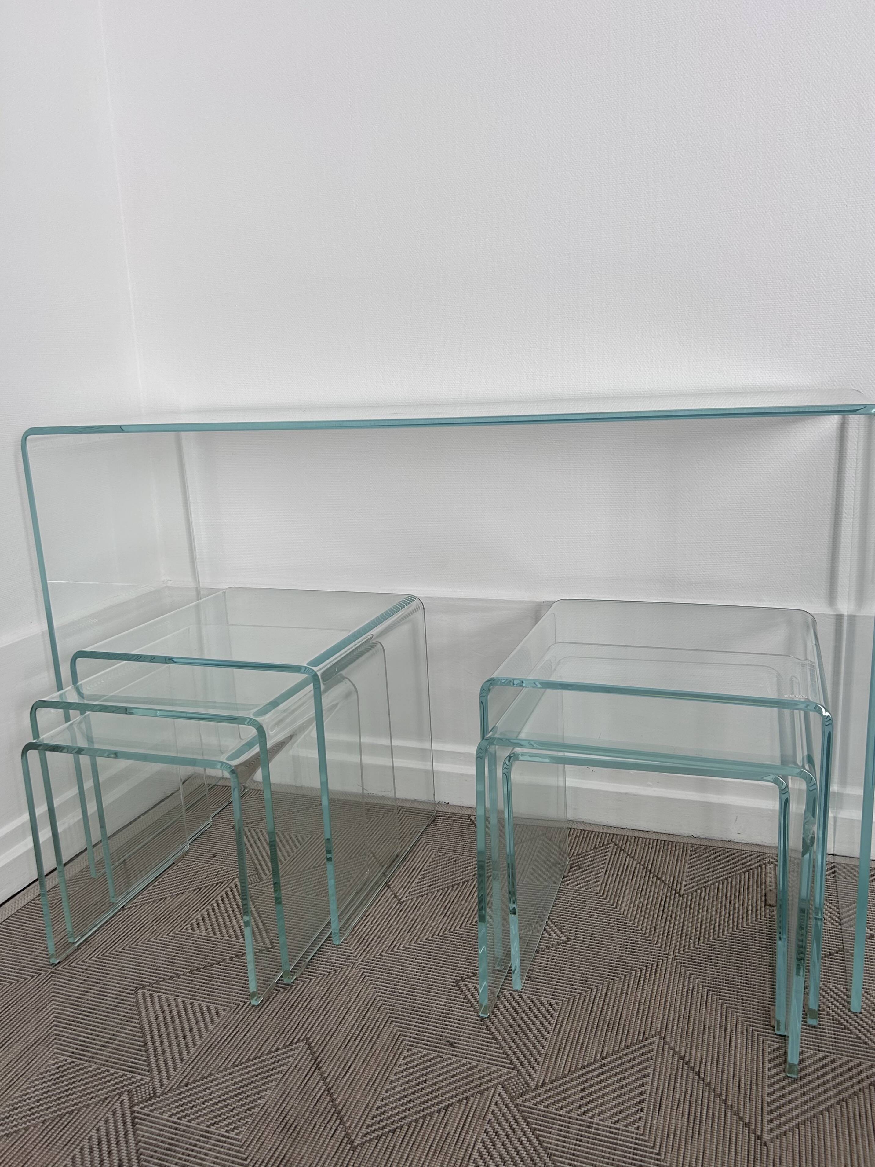 Console glass Akante and nesting side tables
