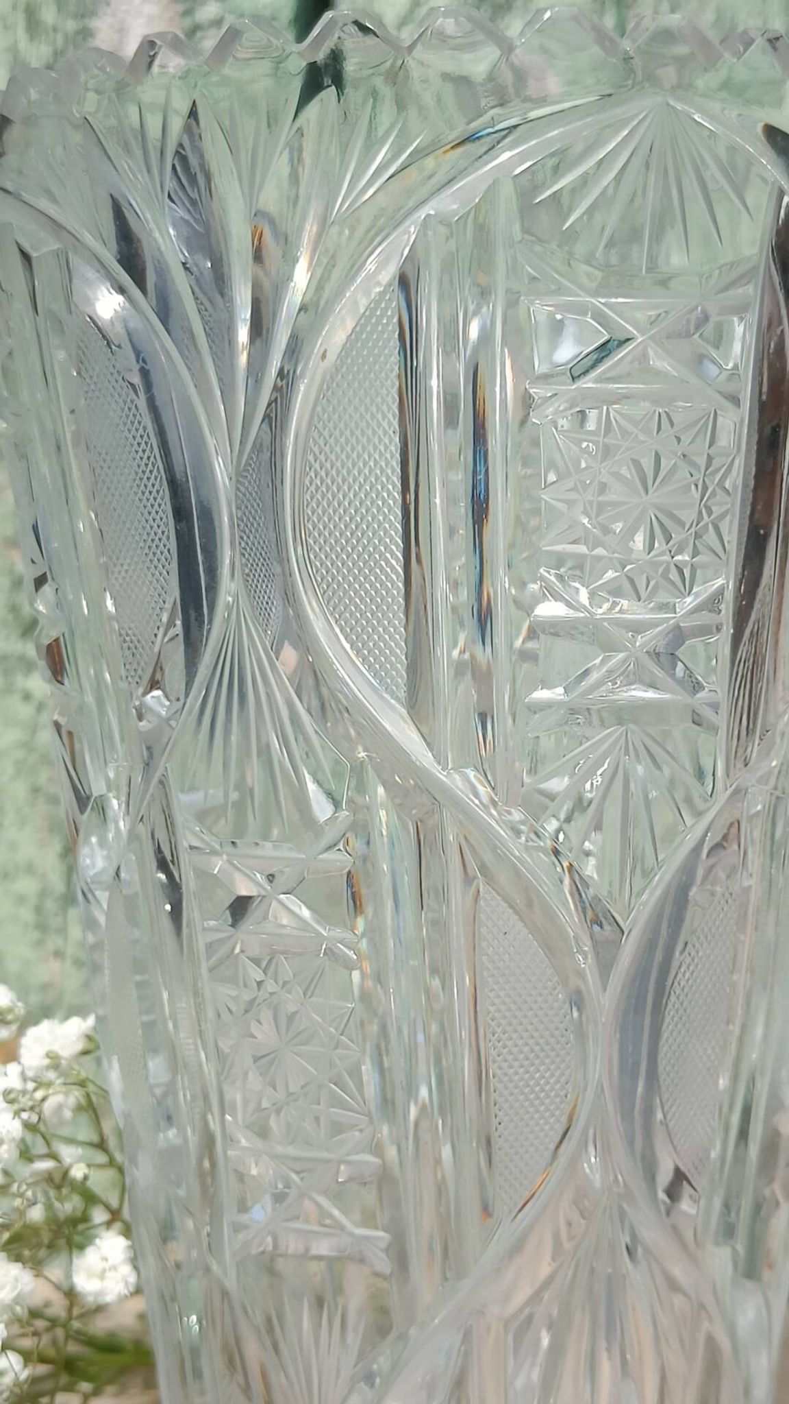 Cut glass vase in Art Deco style