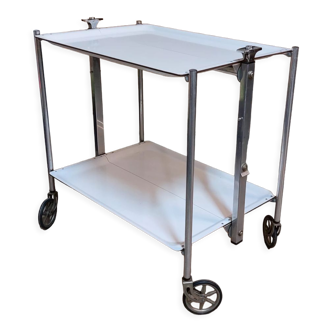 Folding tray with vintage wheels Textable in white formica