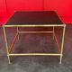 Table basse bambou et cuir vers 1950