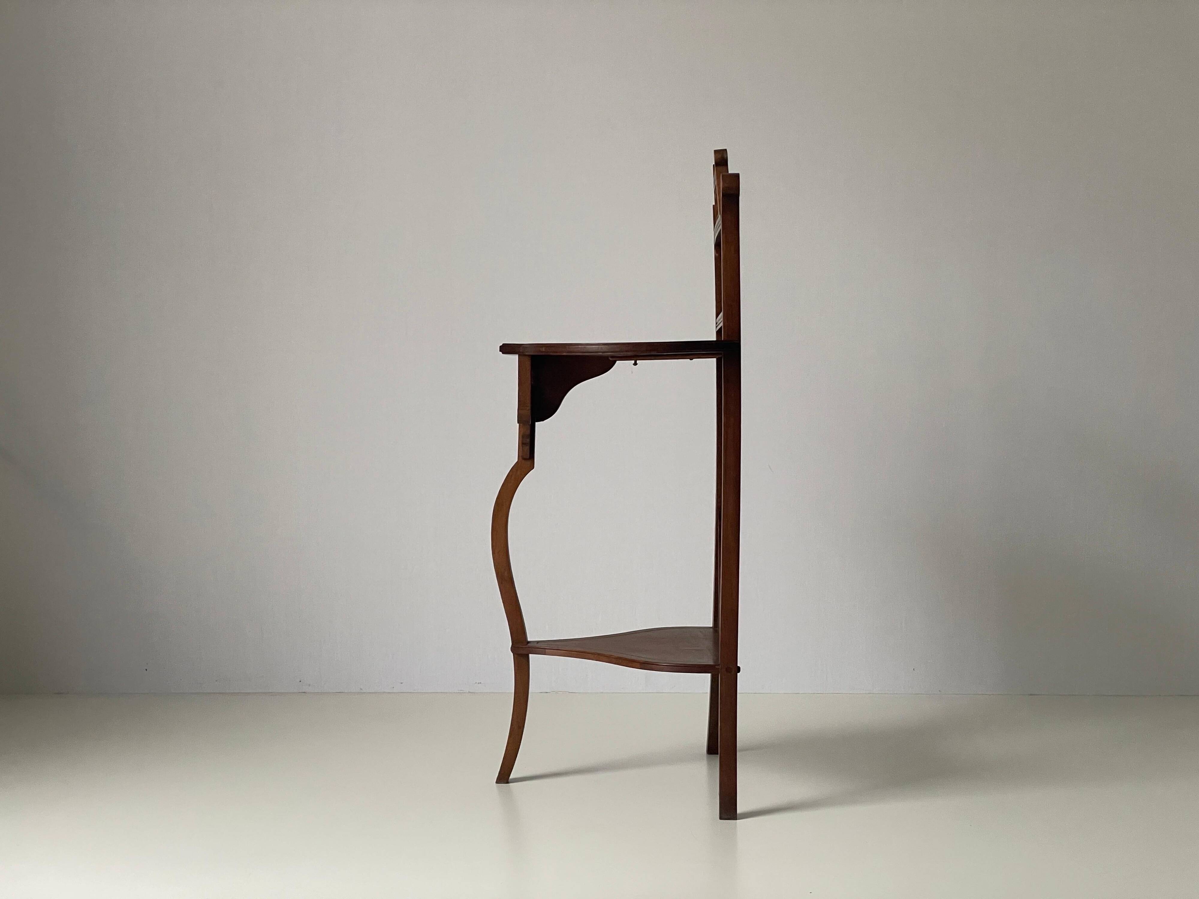 Two-tier walnut console table, 1950s, France.