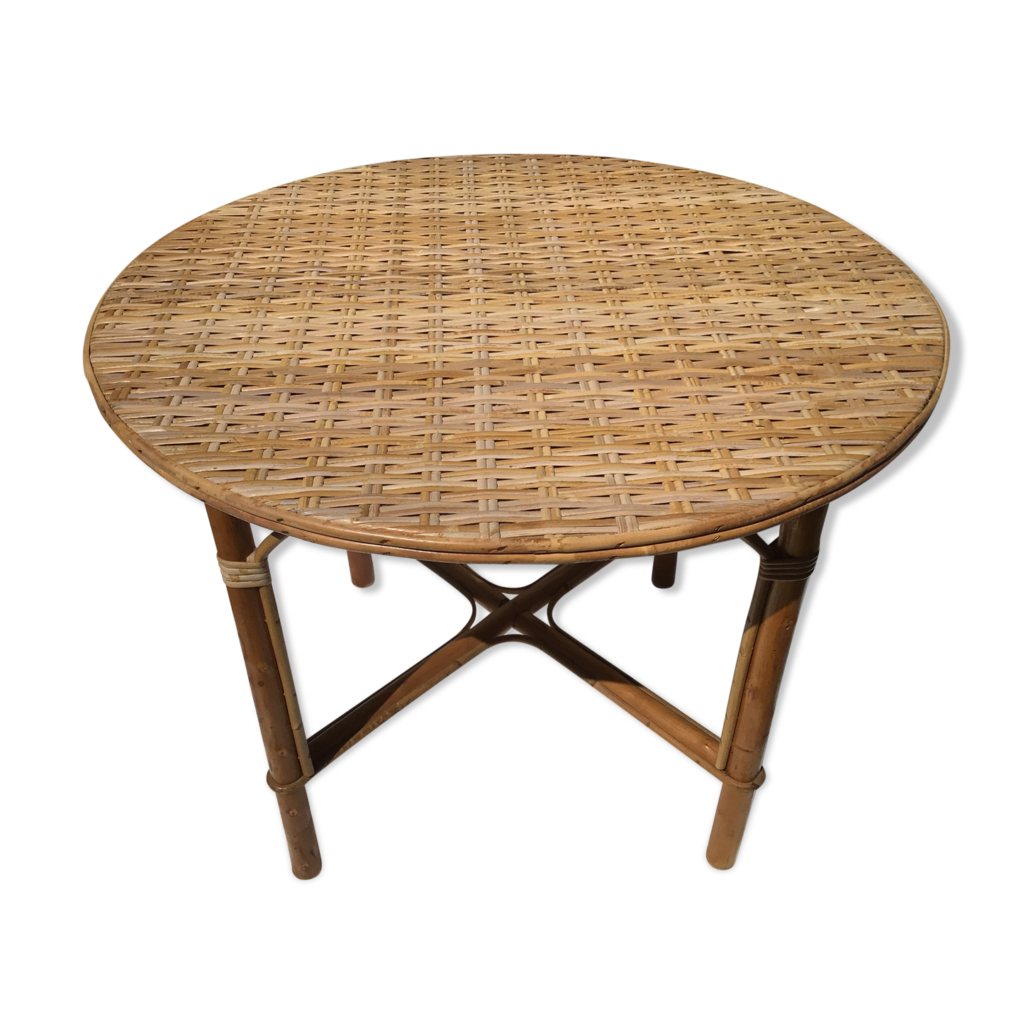 Vintage rattan coffee table diameter 70cm