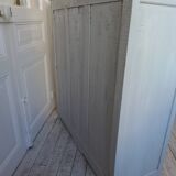 Display case, old shallow sideboard re-enchanted in cloud gray.