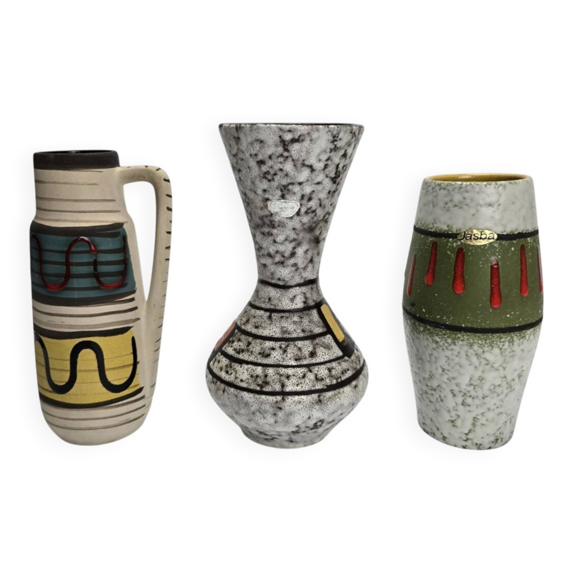 Vintage "Fat Lava" ceramic vase trio - 1960s/70s