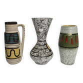 Vintage "Fat Lava" ceramic vase trio - 1960s/70s