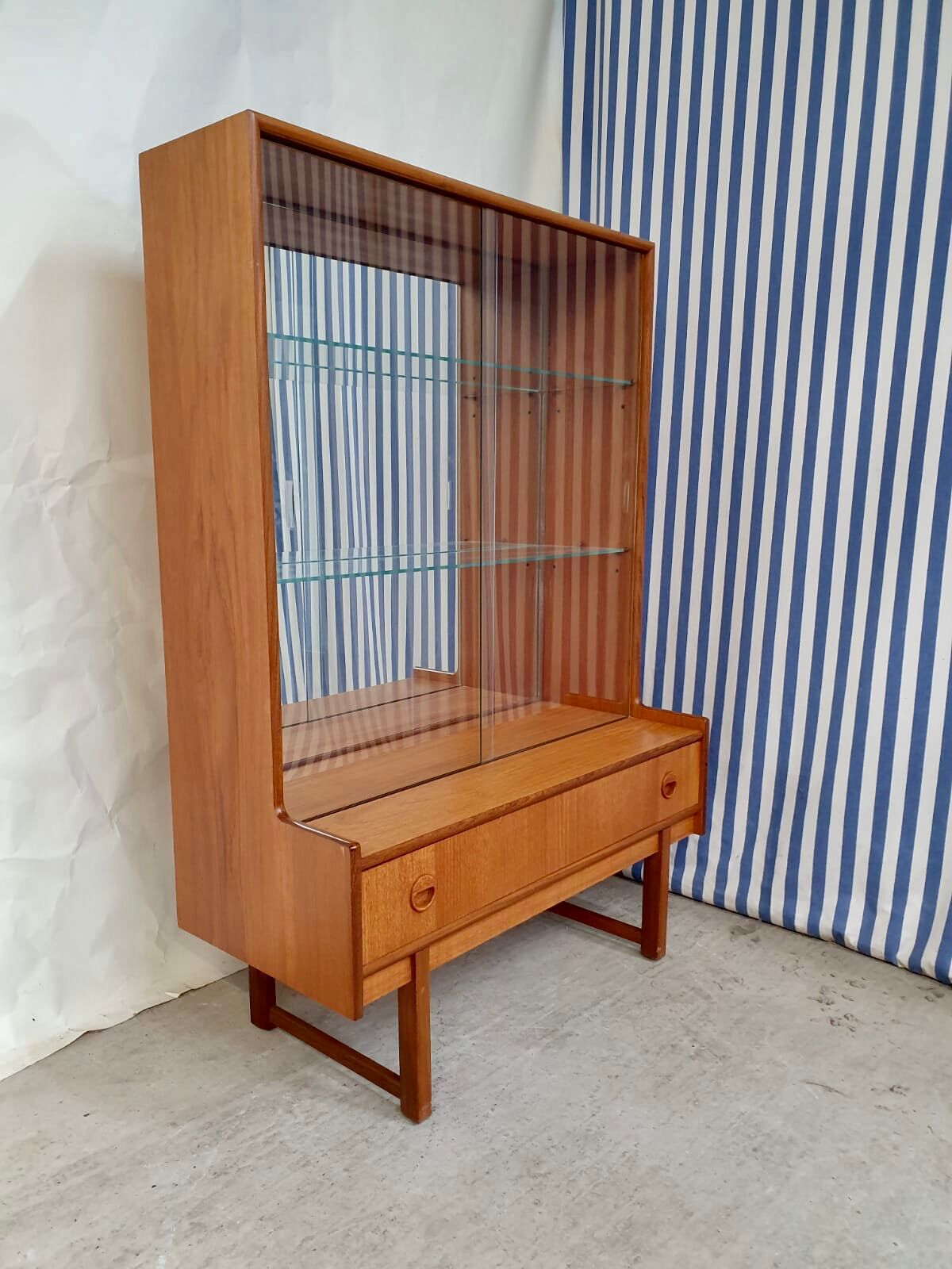 Vtg mid century teak turnidge wall shelving unit room divide Danish design