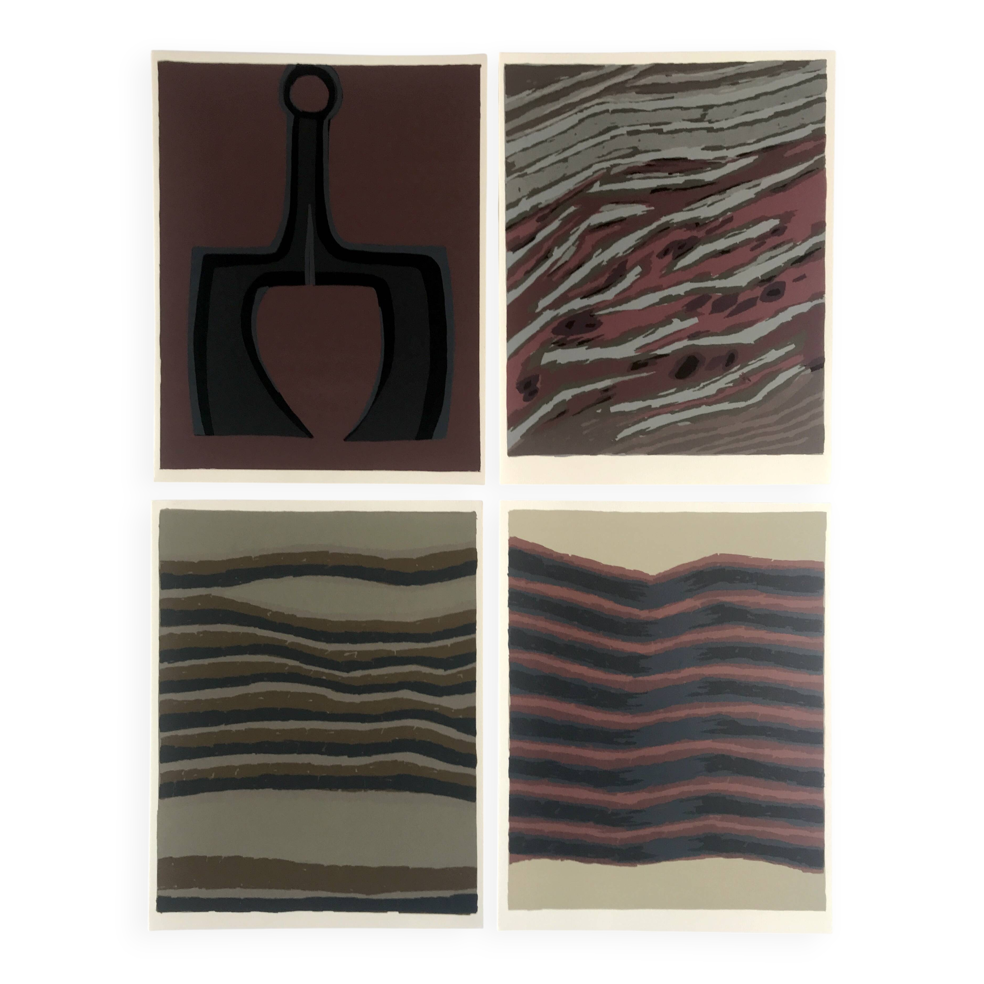 Set of 4 original lithographs by Raoul Ubac, 1978. The earth.