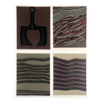 Set of 4 original lithographs by Raoul Ubac, 1978. The earth.