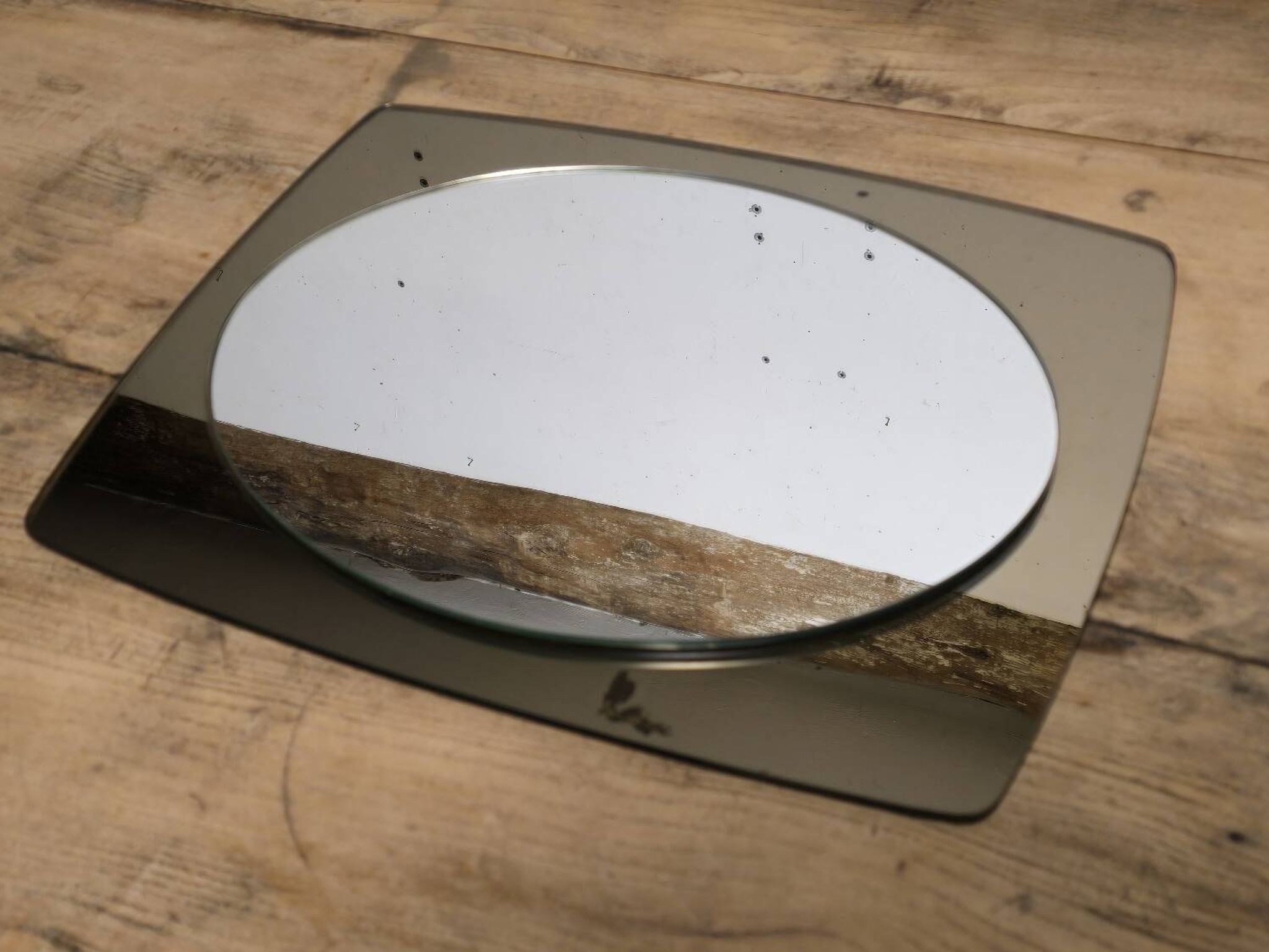 White glass and smoked glass mirror Italy