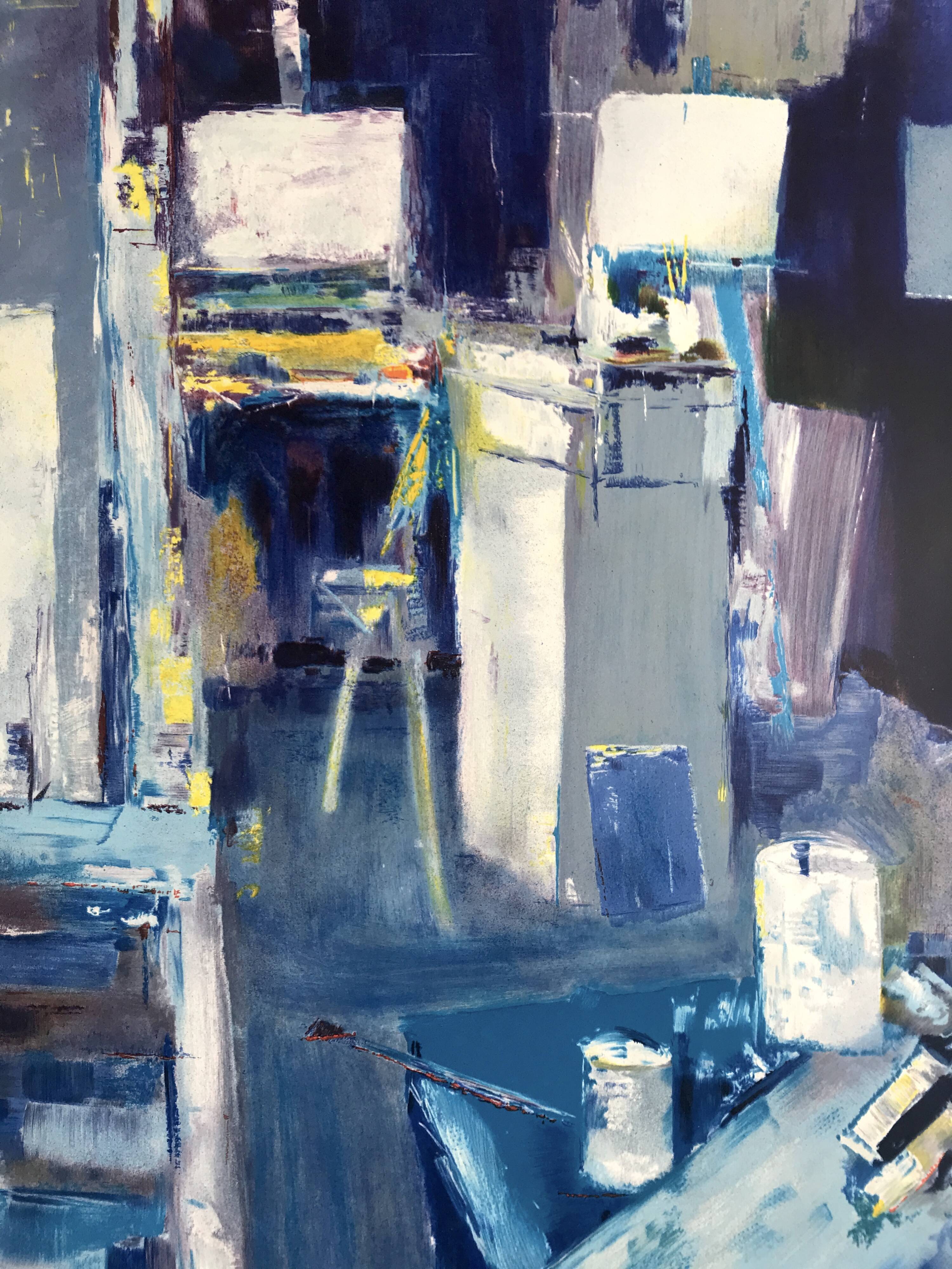 Artist's studio. Original lithograph signed in pencil.