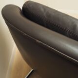 Brown leather sofa, Danish design, 1970s, designer: Werner Langenfeld, manu