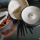 Complete fondue set from the 70's in cast iron - le creuset