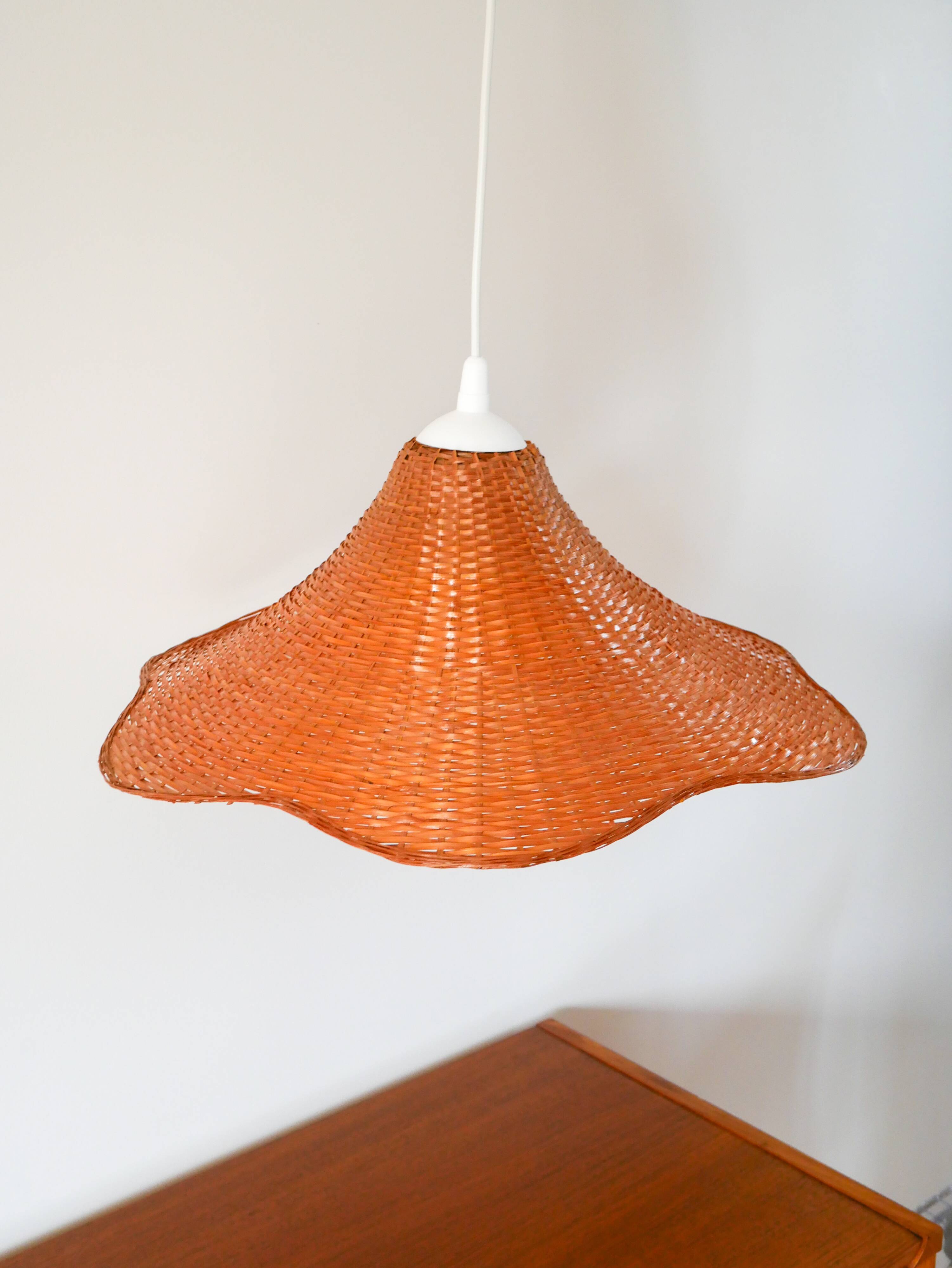 lotus suspension in dark beige Scandinavian rattan and bamboo 1970