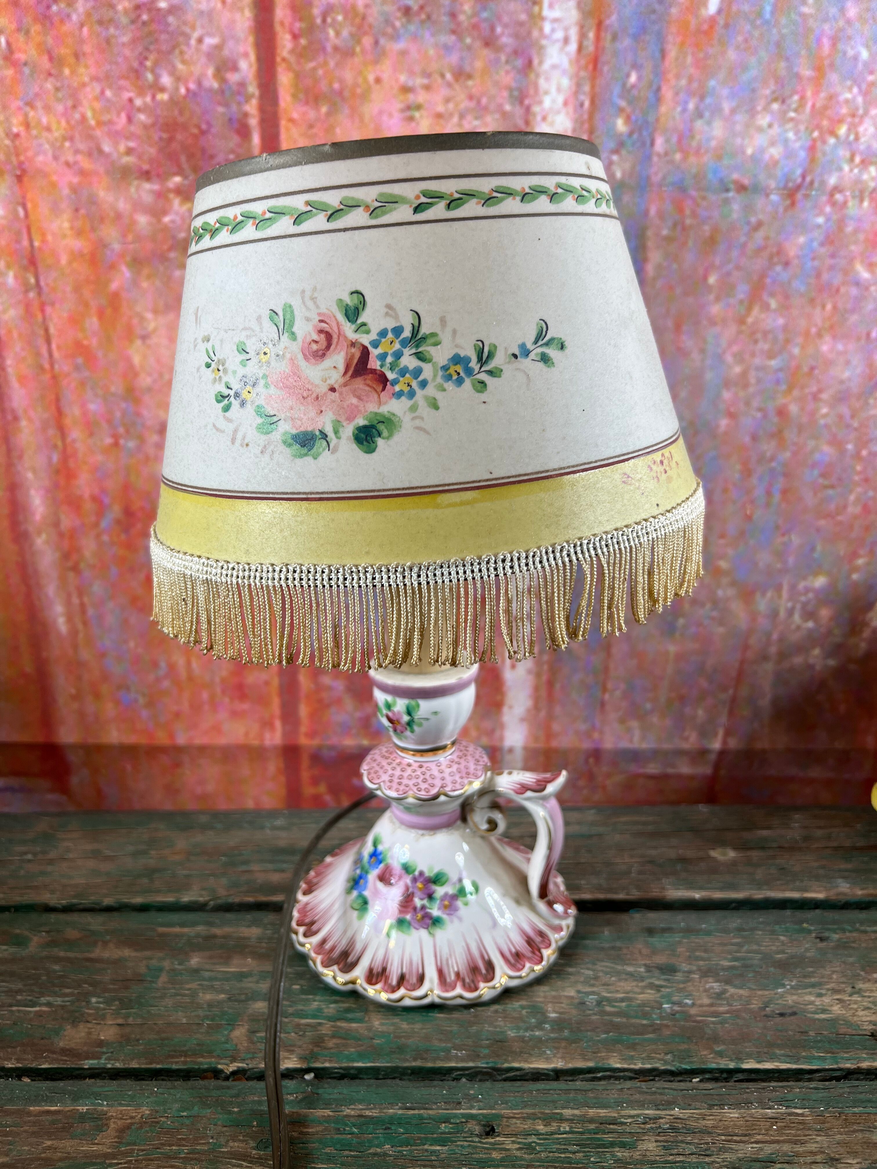 Pink porcelain bedside lamp