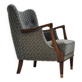 Années 1960, fauteuil danois, très bon état d'origine, meuble velours, bois de hêtre,