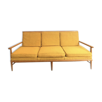 Scandinavian teak and wool sofa