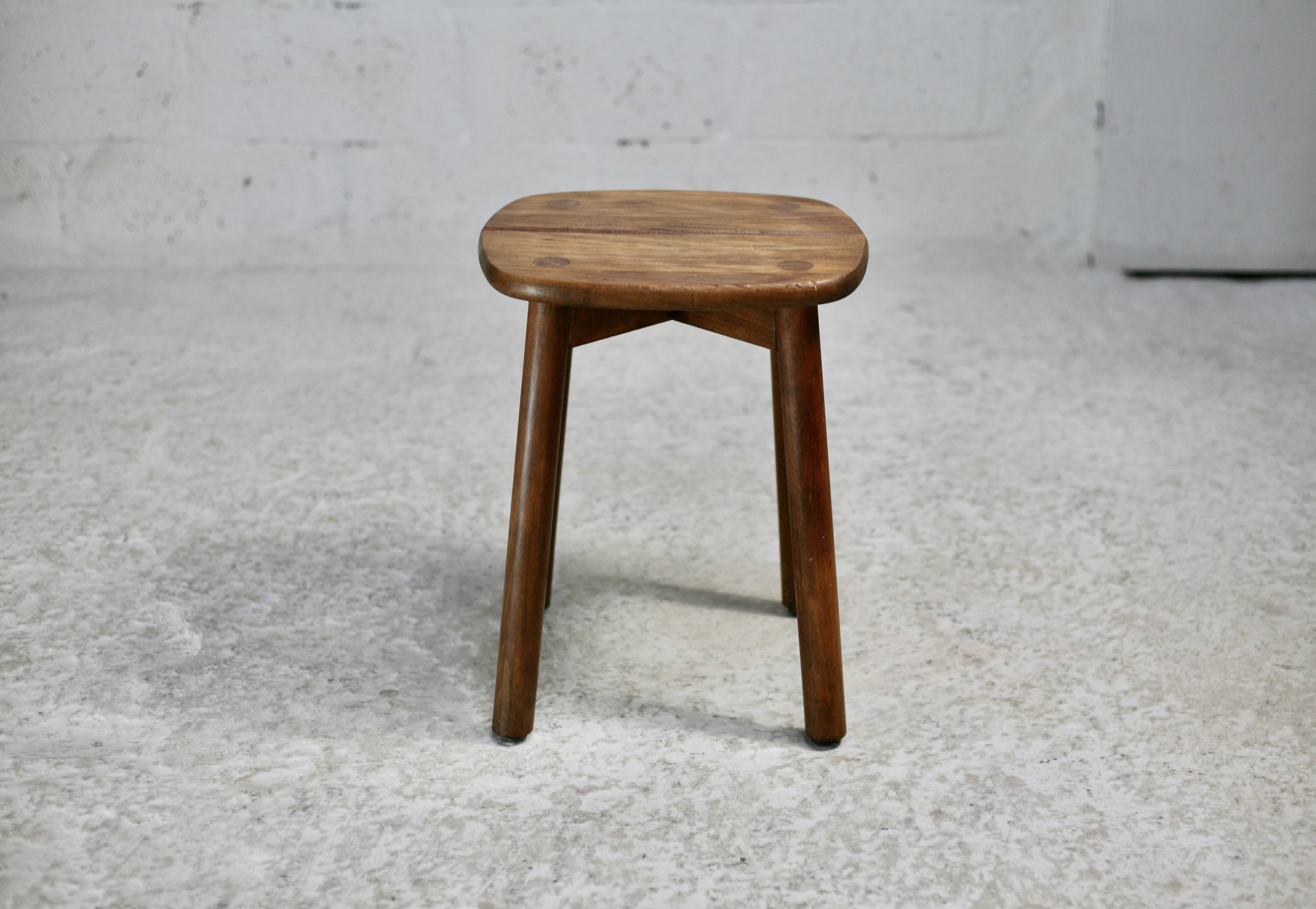 Pierre Gautier Delaye attribution. wooden stool, France, circa 1960