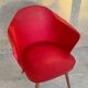 Cocktail chair in wood and red moleskin - 1960s