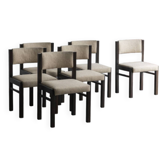Set of 6 brutalist dining chairs, 1980s