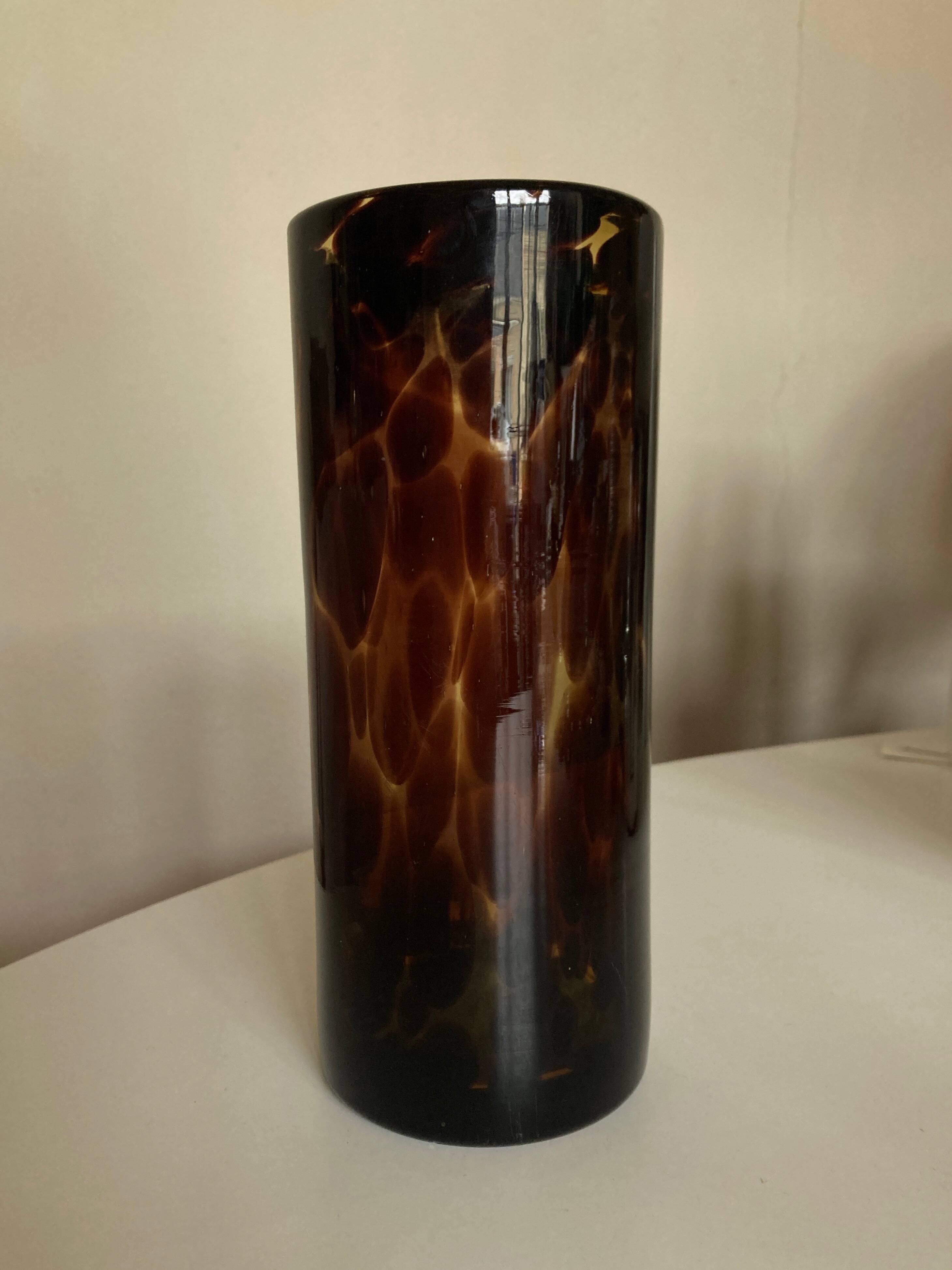 XL macchia glass vase a macchia tortoiseshell Italian design 1970