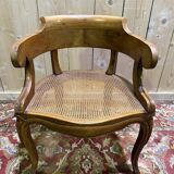 Louis Philippe office chair in walnut and caning