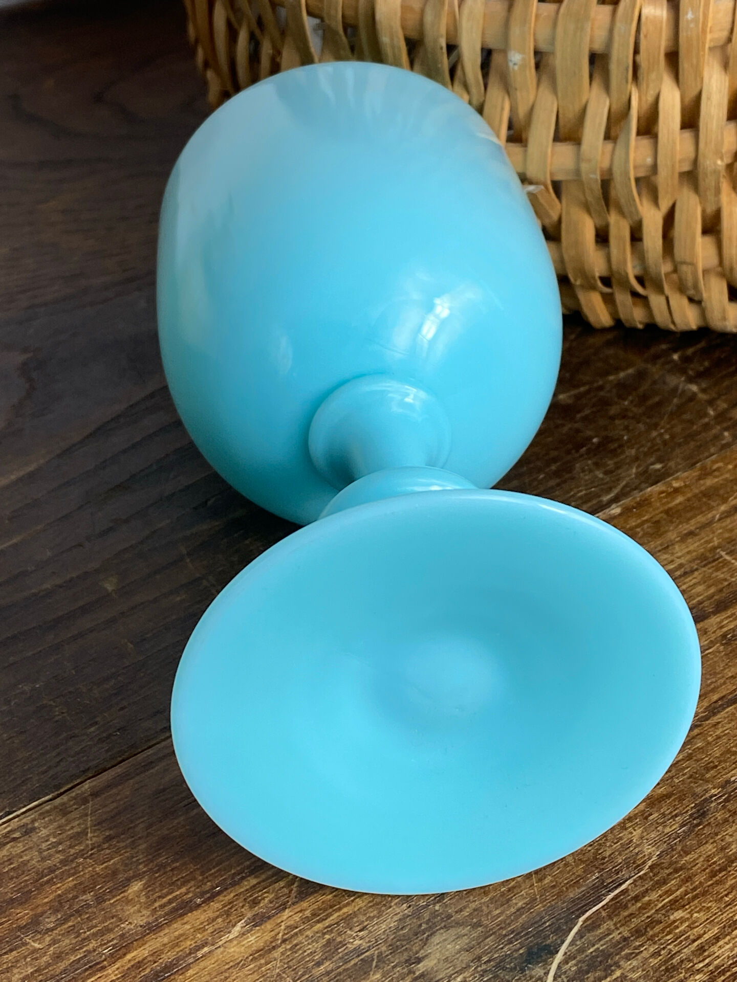 Blue opaline glass goblet from Portieux