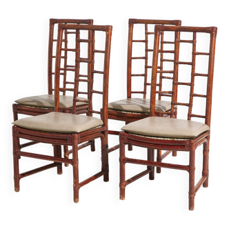 Chaises de salle à manger en bambou, lot de 4 mk9219