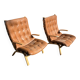 Rare 1970s Danish Modern 'Miljø' Easy Chairs in Cognac Aniline Leather