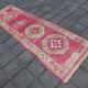 Tapis de Couloir Anatolien Fuchsia, Motifs Géométriques Vintage, 94x324 Cm