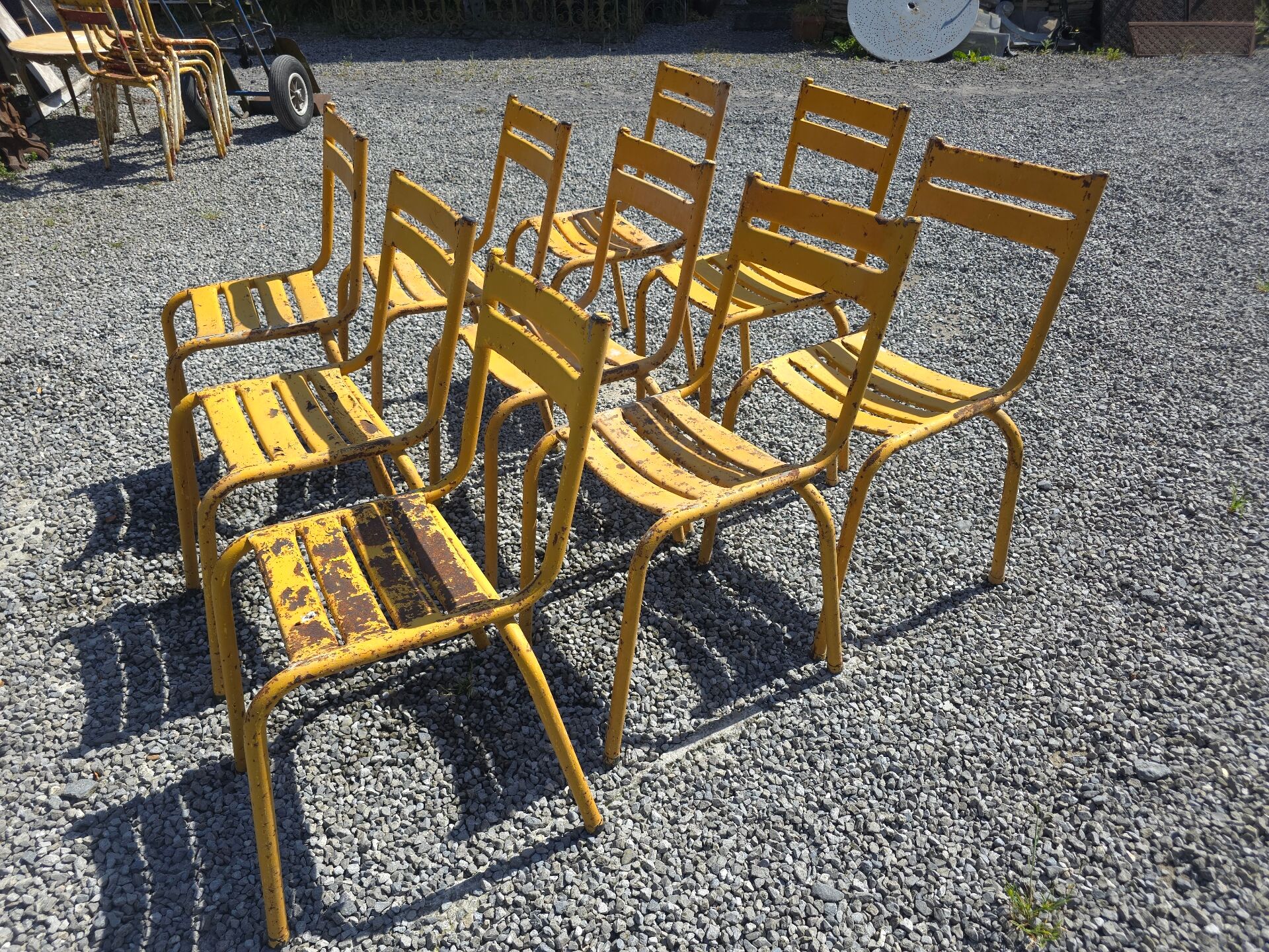 Vintage iron bistro chairs x 9