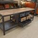 Industrial sideboard from metal and wood factory 1950