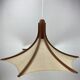Teak and linen umbrella pendant by Domus, 1970s